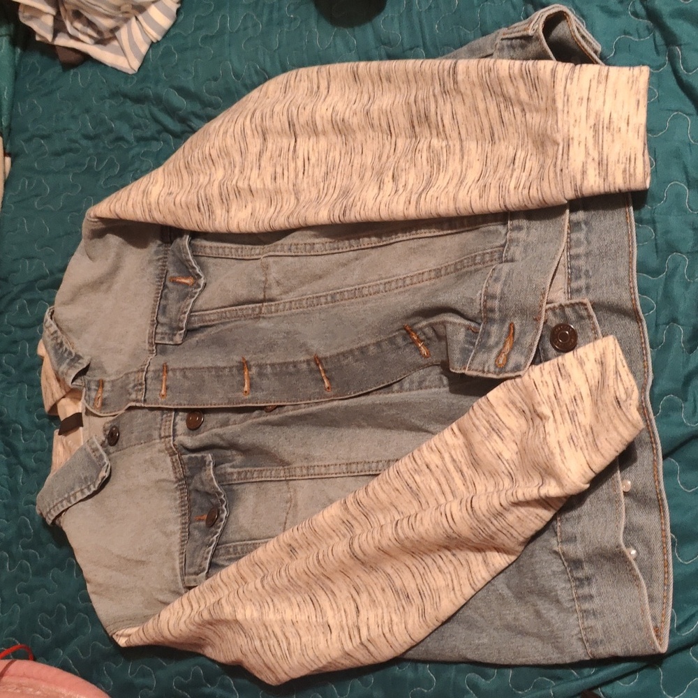 Jean Jacket w/ cloth sleeves & hoodie